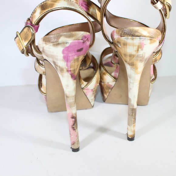 JESSICA SIMPSON Strappy Watercolour Floral Heel 6 - Picture 5 of 10